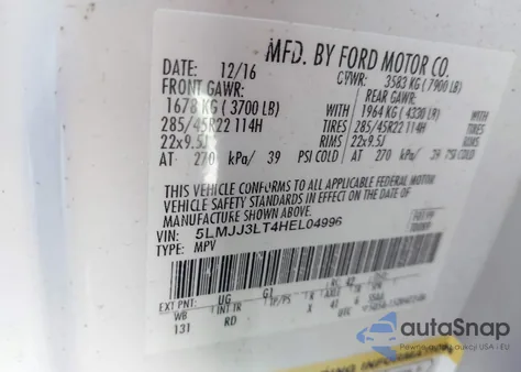 2017 Lincoln Navigator L Reserve from USA, damaged, VIN 5LMJJ3LT4HEL04996